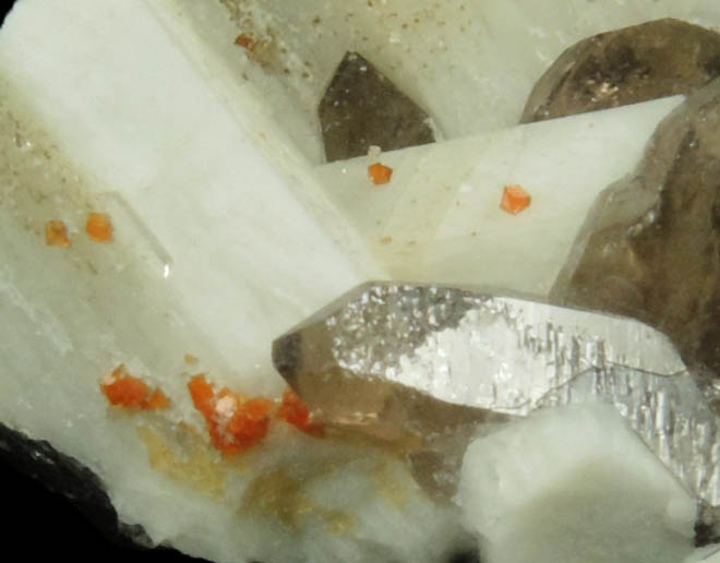 Chabazite on Microcline and Smoky Quartz from Tawara, Nakatsugawa City, Gifu Prefecture, Honshu, Japan