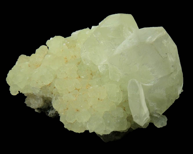 Datolite on Prehnite from Francisco Brothers Quarry, Great Notch, Passaic County, New Jersey