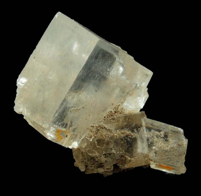 Halite over remnants of wood from mine timber from Wieliczka Mine, Malopolskie, Poland