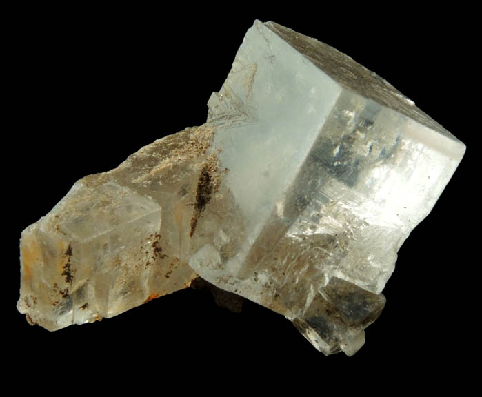 Halite over remnants of wood from mine timber from Wieliczka Mine, Malopolskie, Poland