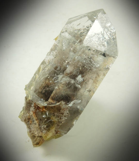 Quartz var. Herkimer Diamond with black phantom-growth zone from Newport, Herkimer County, New York