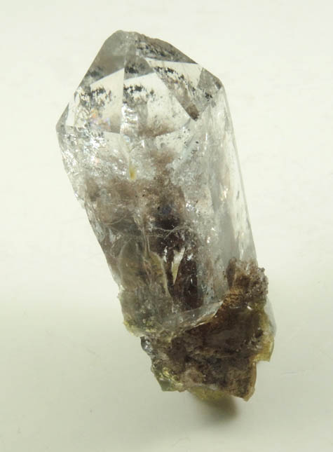 Quartz var. Herkimer Diamond with black phantom-growth zone from Newport, Herkimer County, New York