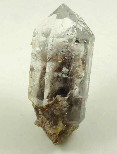 Quartz var. Herkimer Diamond with black phantom-growth zone from Newport, Herkimer County, New York