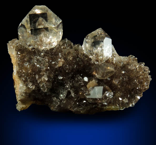 Quartz var. Herkimer Diamonds on drusy Herkimer Diamonds from Middleville, Herkimer County, New York