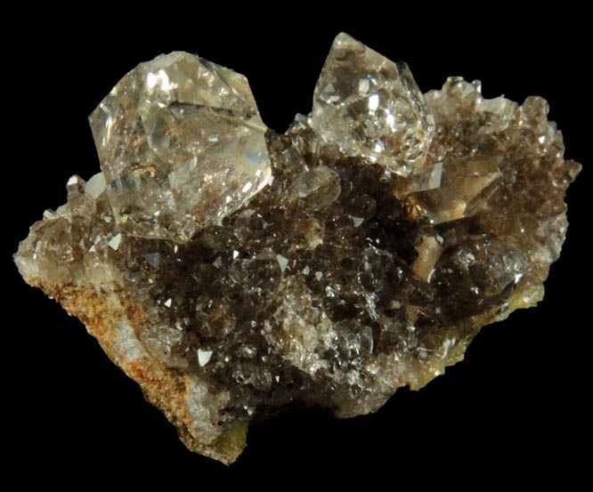 Quartz var. Herkimer Diamonds on drusy Herkimer Diamonds from Middleville, Herkimer County, New York