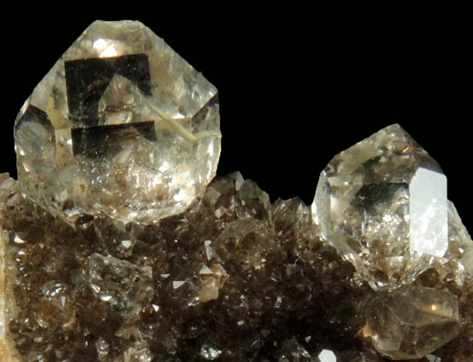 Quartz var. Herkimer Diamonds on drusy Herkimer Diamonds from Middleville, Herkimer County, New York