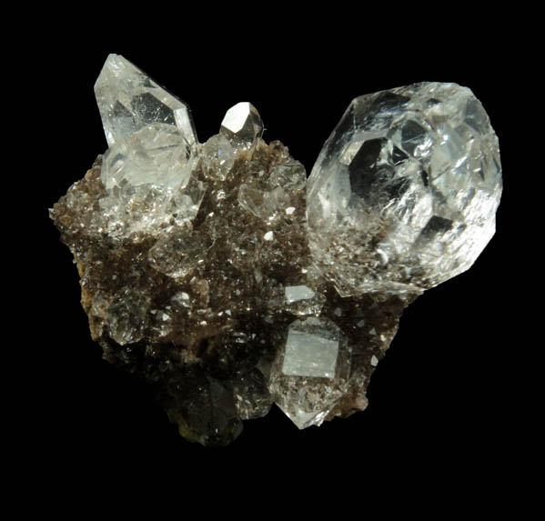 Quartz var. Herkimer Diamonds on drusy Herkimer Diamonds from Middleville, Herkimer County, New York