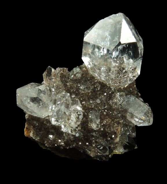 Quartz var. Herkimer Diamonds on drusy Herkimer Diamonds from Middleville, Herkimer County, New York