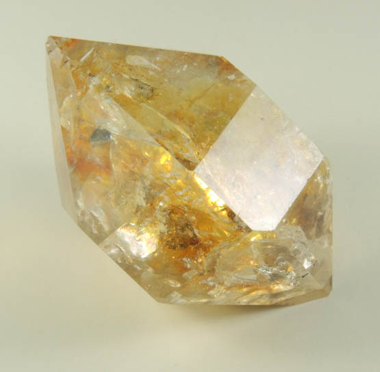 Quartz var. Herkimer Diamond with golden limonite from Paradise Falls, Newport, Herkimer County, New York