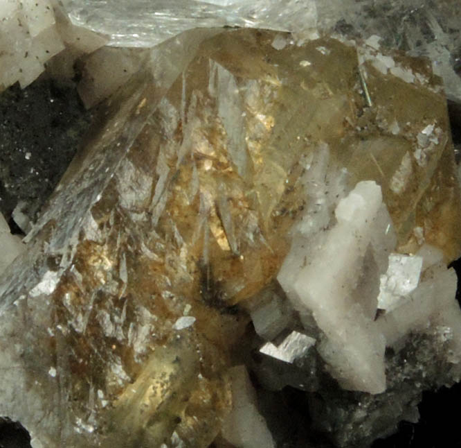 Quartz var. Herkimer Diamond with Dolomite and Pyrite in Calcite from Eastern Rock Products Quarry (Benchmark Quarry), St. Johnsville, Montgomery County, New York