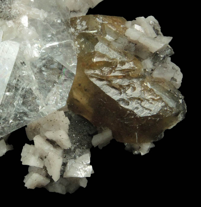 Quartz var. Herkimer Diamond with Dolomite and Pyrite in Calcite from Eastern Rock Products Quarry (Benchmark Quarry), St. Johnsville, Montgomery County, New York