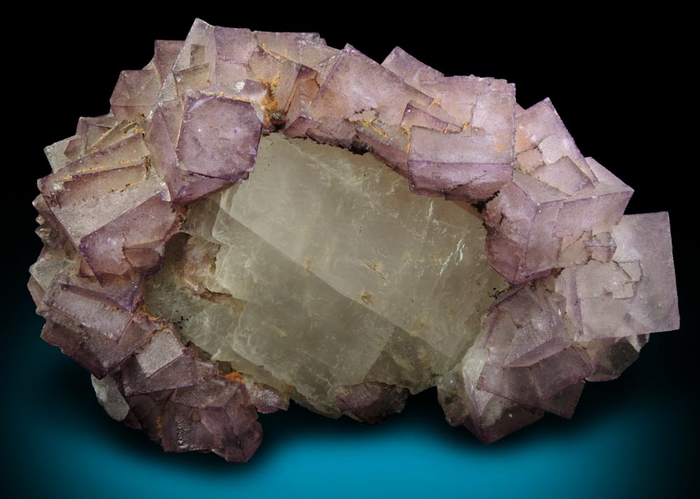 Fluorite over Calcite from East Faircloth Vein, Mundy's Landing, eastern shore of the Kentucky River, 12 km NE of Harrodsburg, Woodford County, Kentucky