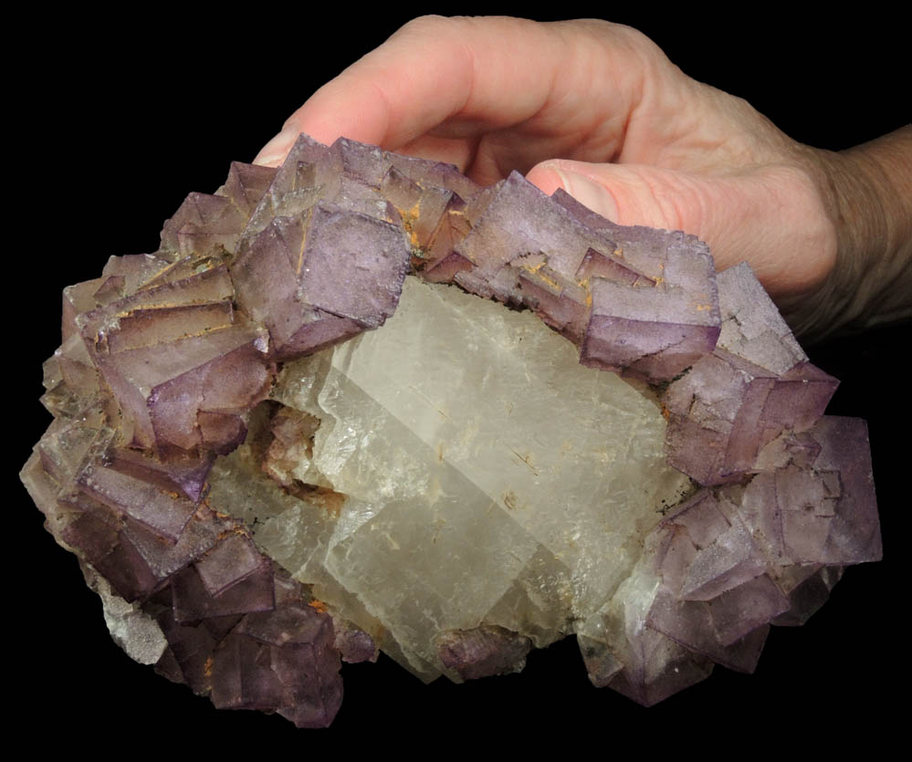 Fluorite over Calcite from East Faircloth Vein, Mundy's Landing, eastern shore of the Kentucky River, 12 km NE of Harrodsburg, Woodford County, Kentucky