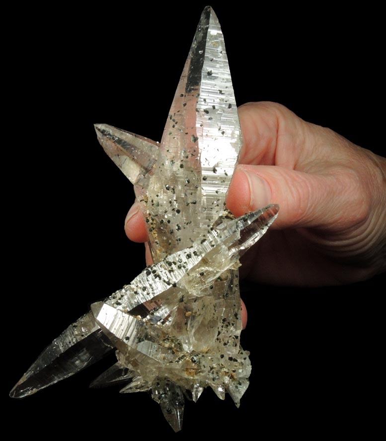 Quartz var. Tessin-habit with Muscovite from Turbenalp, Binntal, Wallis (Valais), Switzerland