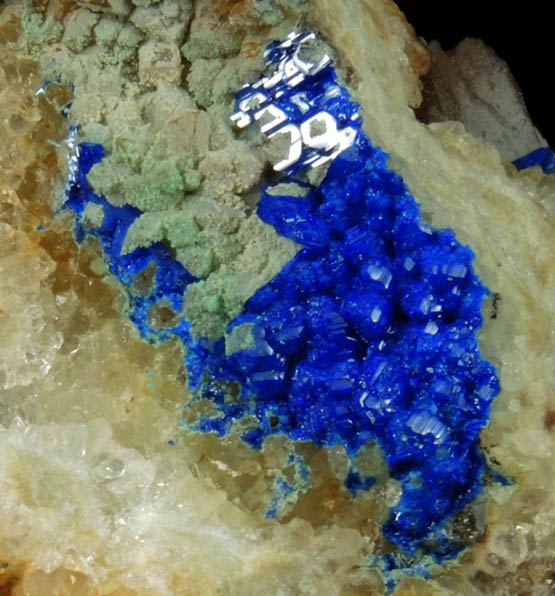 Linarite on Quartz with Barite and Fluorite from Blanchard Mine, Hansonburg District, 8.5 km south of Bingham, Socorro County, New Mexico