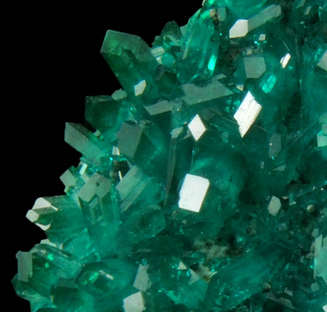 Dioptase over Calcite from Tsumeb Mine, Otavi-Bergland District, Oshikoto, Namibia