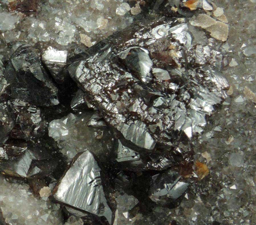 Sphalerite over Quartz with pseudomorphs after Barite from Elmwood Mine, Carthage, Smith County, Tennessee