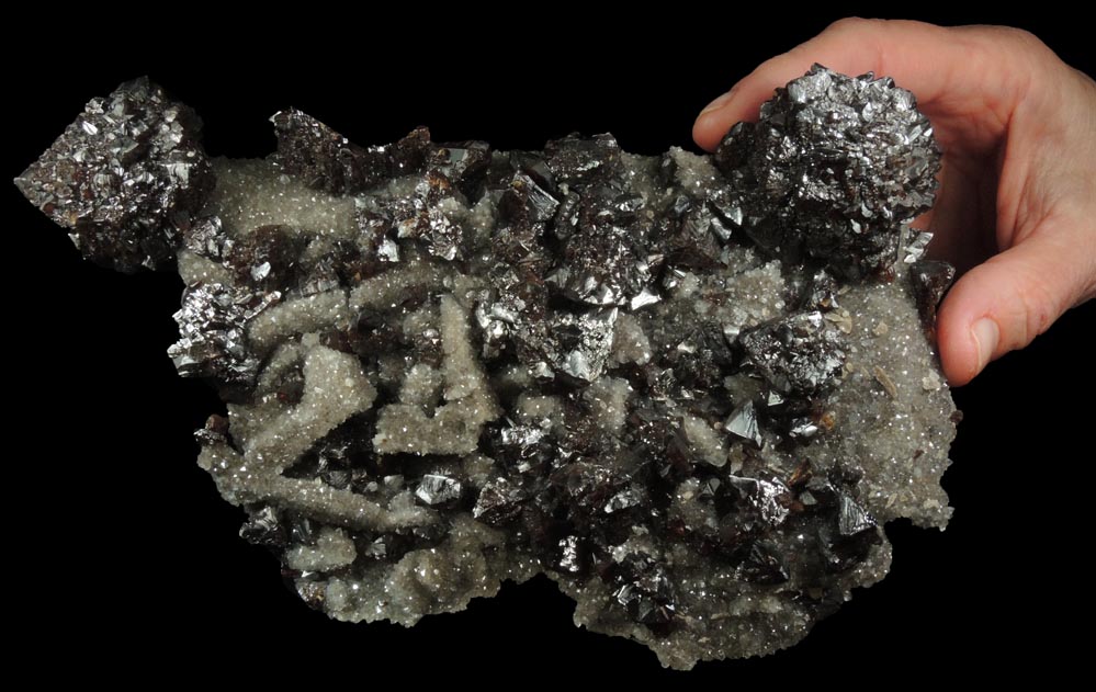 Sphalerite over Quartz with pseudomorphs after Barite from Elmwood Mine, Carthage, Smith County, Tennessee