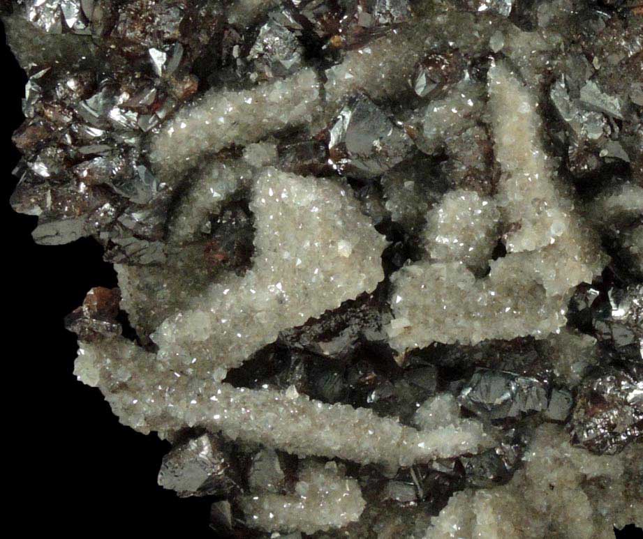 Sphalerite over Quartz with pseudomorphs after Barite from Elmwood Mine, Carthage, Smith County, Tennessee