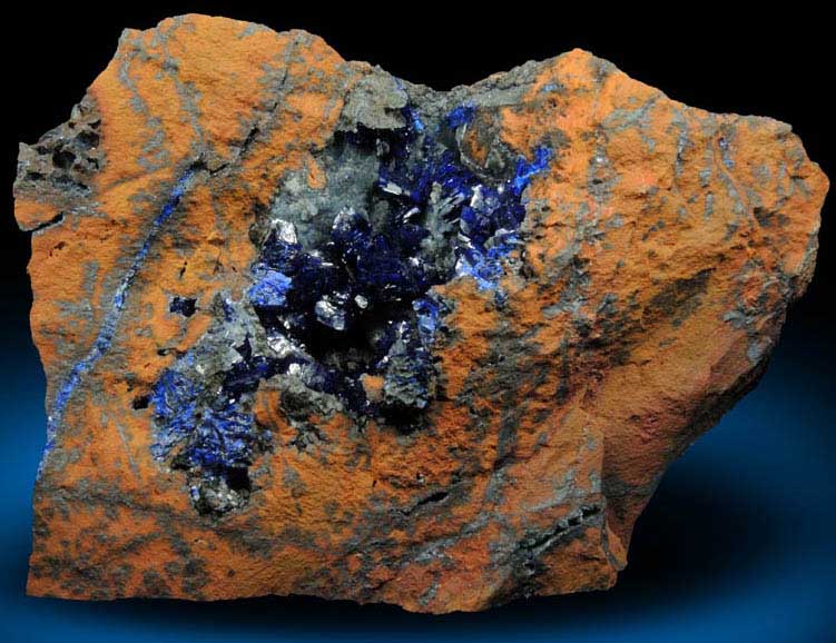 Azurite on Tenorite from Morenci Mine, 4750' level, Lone Star Area, Clifton District, Greenlee County, Arizona