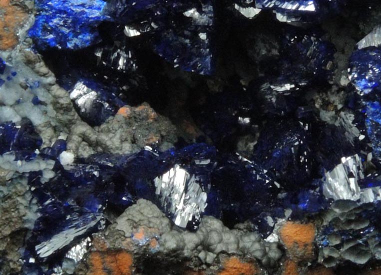 Azurite on Tenorite from Morenci Mine, 4750' level, Lone Star Area, Clifton District, Greenlee County, Arizona