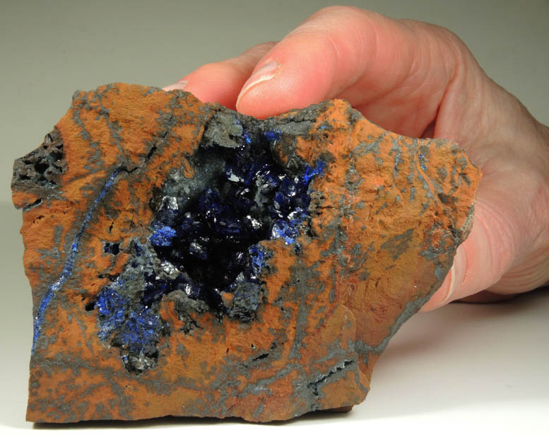 Azurite on Tenorite from Morenci Mine, 4750' level, Lone Star Area, Clifton District, Greenlee County, Arizona