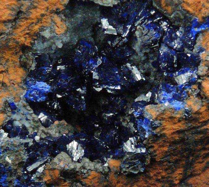 Azurite on Tenorite from Morenci Mine, 4750' level, Lone Star Area, Clifton District, Greenlee County, Arizona