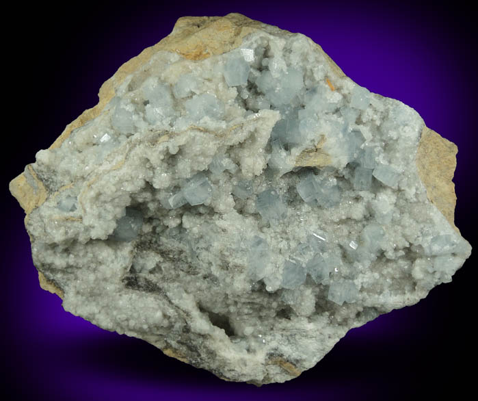 Celestine on Calcite from Dundas Quarry, West Flamborough, Ontario, Canada