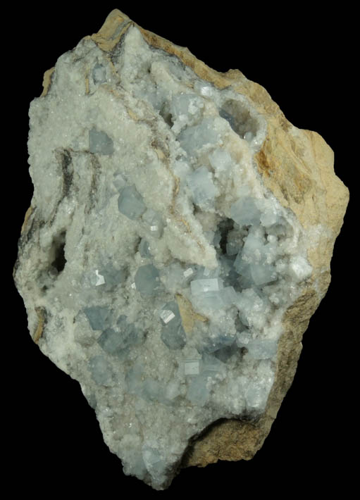 Celestine on Calcite from Dundas Quarry, West Flamborough, Ontario, Canada