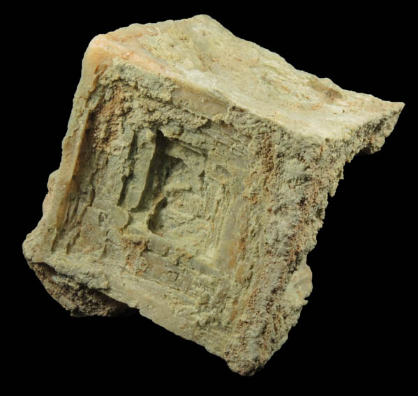 Calcite pseudomorph after Halite from Glass Mountains, 13 km northwest of Fairview, Major County, Oklahoma