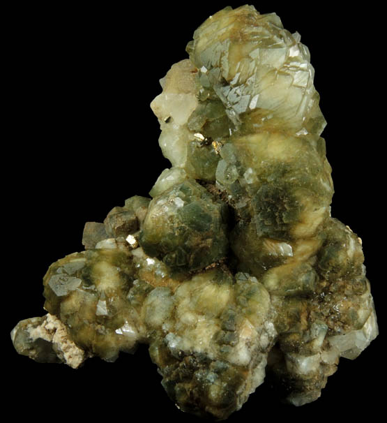 Pyrite on Apophyllite included with Chlorite from Millington Quarry, Bernards Township, Somerset County, New Jersey