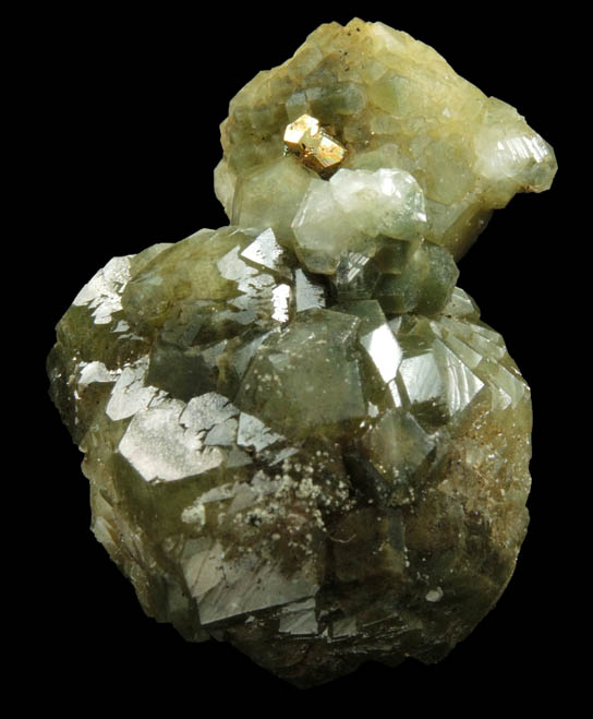 Pyrite on Apophyllite included with Chlorite from Millington Quarry, Bernards Township, Somerset County, New Jersey