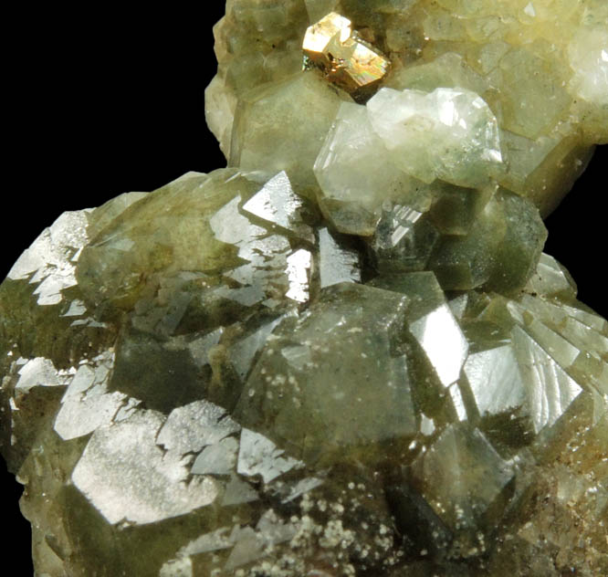 Pyrite on Apophyllite included with Chlorite from Millington Quarry, Bernards Township, Somerset County, New Jersey