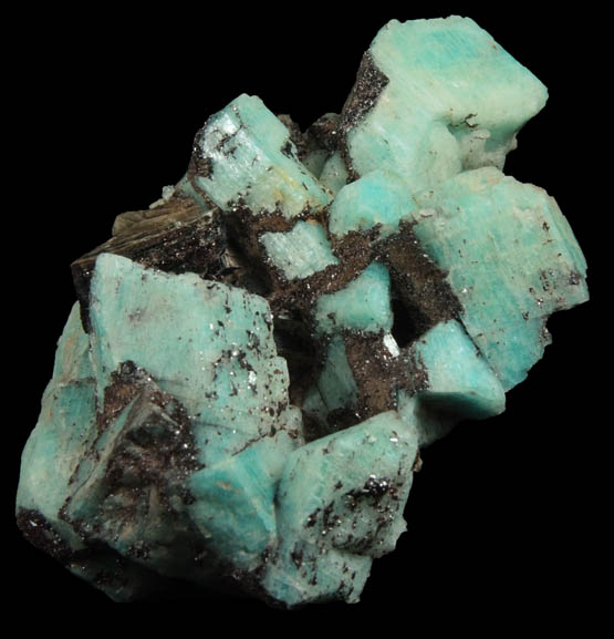 Microcline var. Amazonite with Goethite and Muscovite from Lake George District, Park County, Colorado
