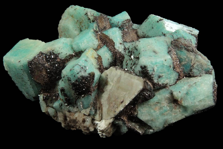 Microcline var. Amazonite with Goethite and Muscovite from Lake George District, Park County, Colorado