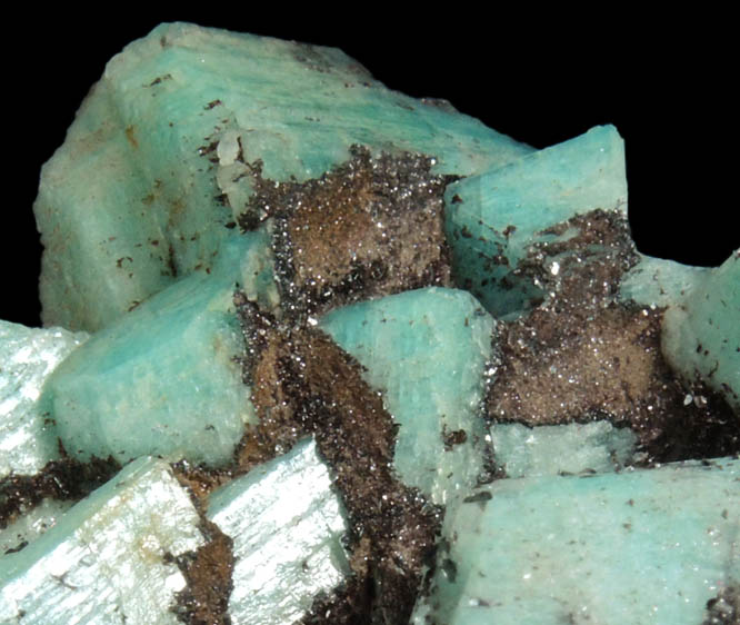 Microcline var. Amazonite with Goethite and Muscovite from Lake George District, Park County, Colorado