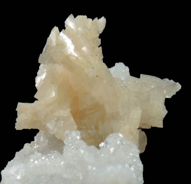 Dolomite on Quartz from Gray's Quarry, Hamilton, Illinois