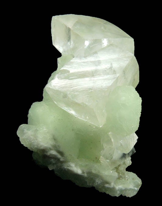 Calcite on Prehnite from Millington Quarry, Bernards Township, Somerset County, New Jersey