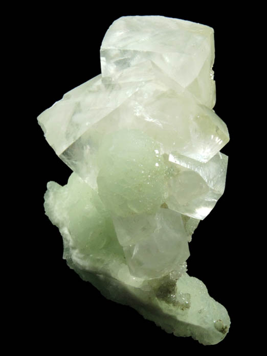 Calcite on Prehnite from Millington Quarry, Bernards Township, Somerset County, New Jersey