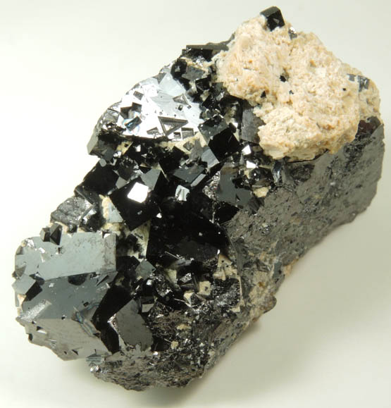 Magnetite (rare cubic crystal form) with Anhydrite, Talc from ZCA Mine No. 4, Fowler Ore Body, 2500' Level, Balmat, St. Lawrence County, New York