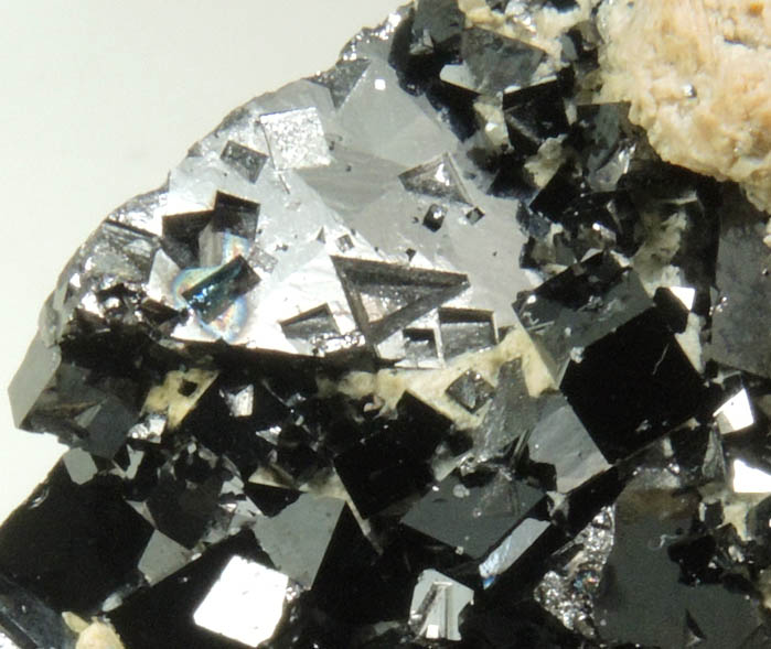 Magnetite (rare cubic crystal form) with Anhydrite, Talc from ZCA Mine No. 4, Fowler Ore Body, 2500' Level, Balmat, St. Lawrence County, New York