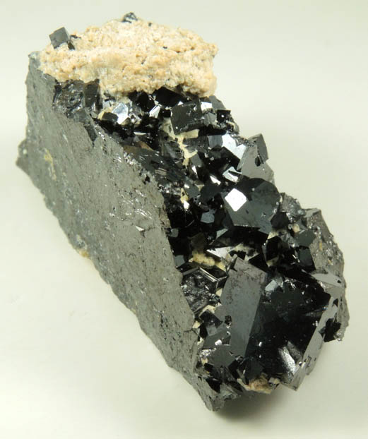 Magnetite (rare cubic crystal form) with Anhydrite, Talc from ZCA Mine No. 4, Fowler Ore Body, 2500' Level, Balmat, St. Lawrence County, New York