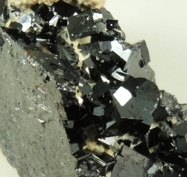 Magnetite (rare cubic crystal form) with Anhydrite, Talc from ZCA Mine No. 4, Fowler Ore Body, 2500' Level, Balmat, St. Lawrence County, New York