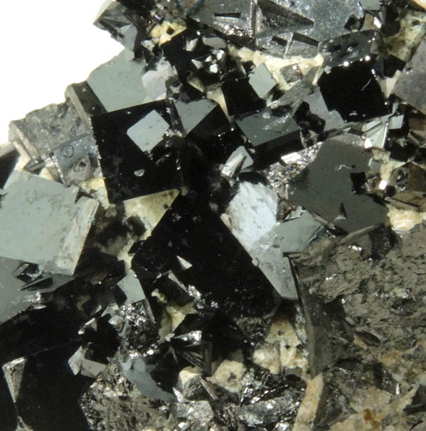 Magnetite (rare cubic crystal form) with Anhydrite, Talc from ZCA Mine No. 4, Fowler Ore Body, 2500' Level, Balmat, St. Lawrence County, New York