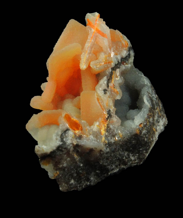 Wulfenite with Hemimorphite-Quartz overgrowth from Finch Mine, north of Hayden, Banner District, Gila County, Arizona