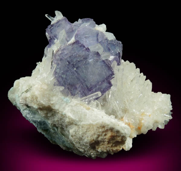 Fluorite on Quartz from Hunan, China