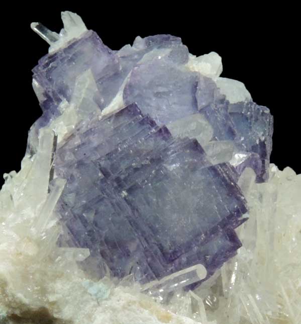 Fluorite on Quartz from Hunan, China