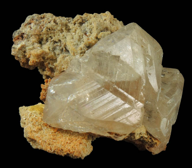 Cerussite (sixling-twinned crystals) with Mimetite from Tsumeb Mine, Otavi-Bergland District, Oshikoto, Namibia