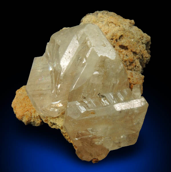 Cerussite (sixling-twinned crystals) with Mimetite from Tsumeb Mine, Otavi-Bergland District, Oshikoto, Namibia