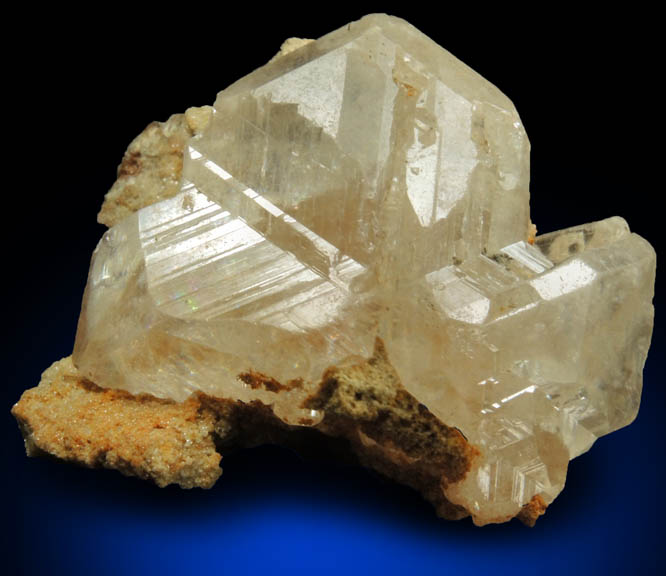 Cerussite (sixling-twinned crystals) with Mimetite from Tsumeb Mine, Otavi-Bergland District, Oshikoto, Namibia